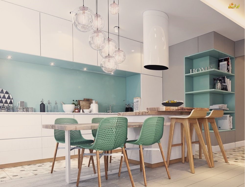 طراحی دکور آشپزخانه با رنگ های روشن